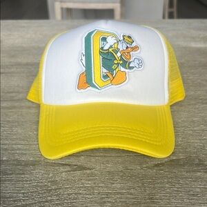 Yellow and White mens adjustable trucker hat